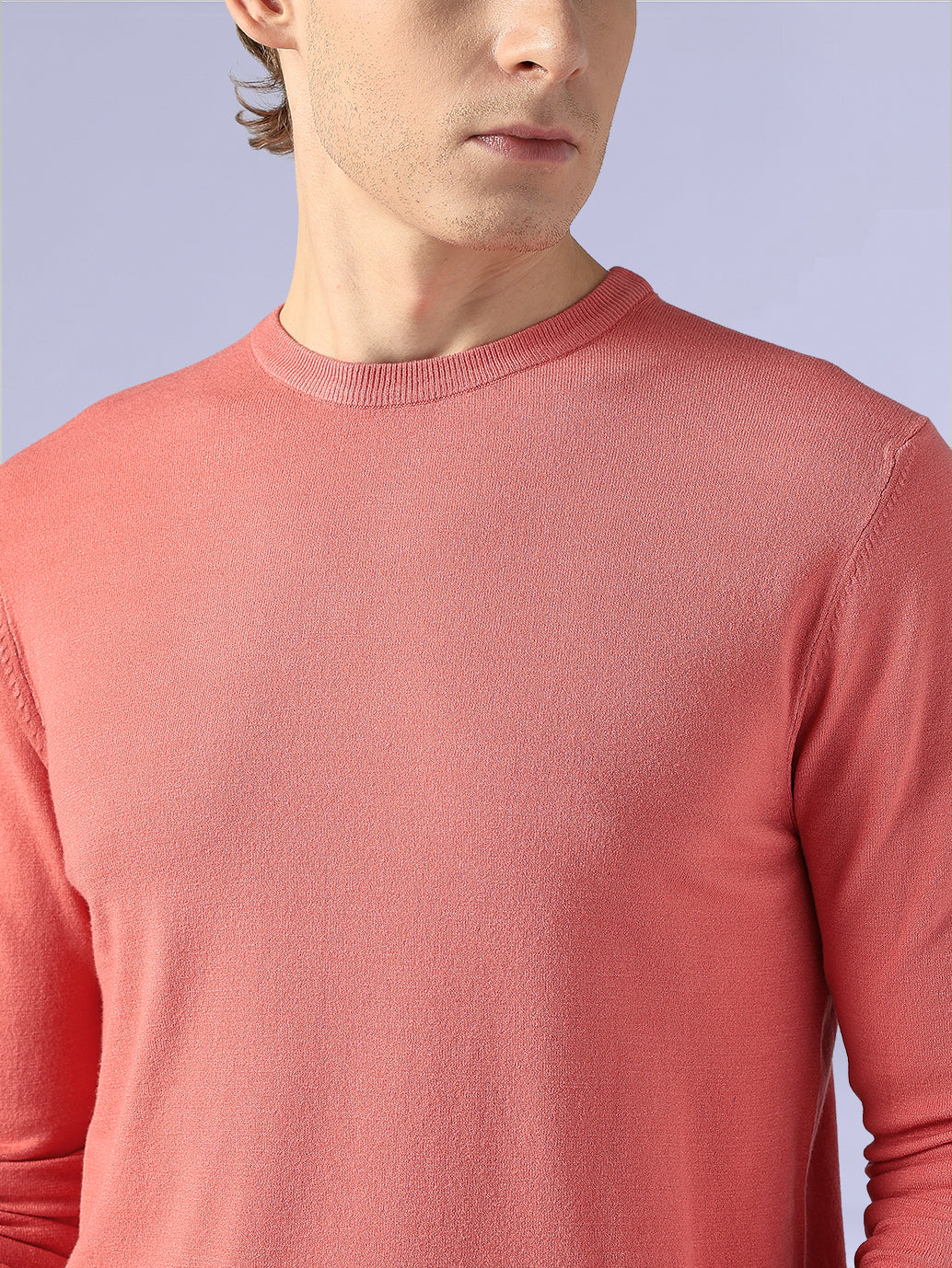 Men's Textured Slim Fit Redloop Jersey T-Shirt - Detail View