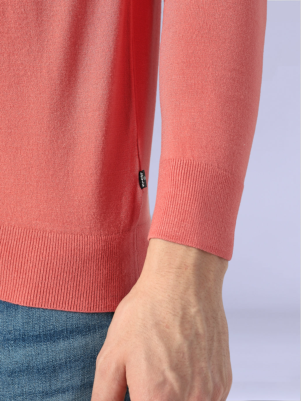 Men's Textured Slim Fit Redloop Jersey T-Shirt - Detail View