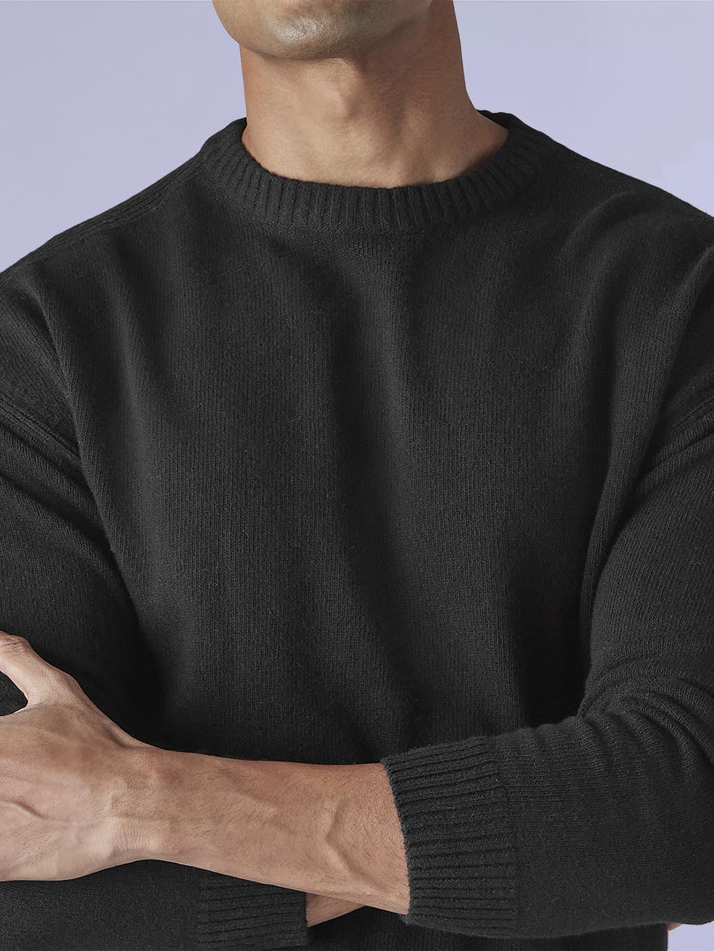 Men's Solid Relaxed Fit Redloop Sweater - Detail View