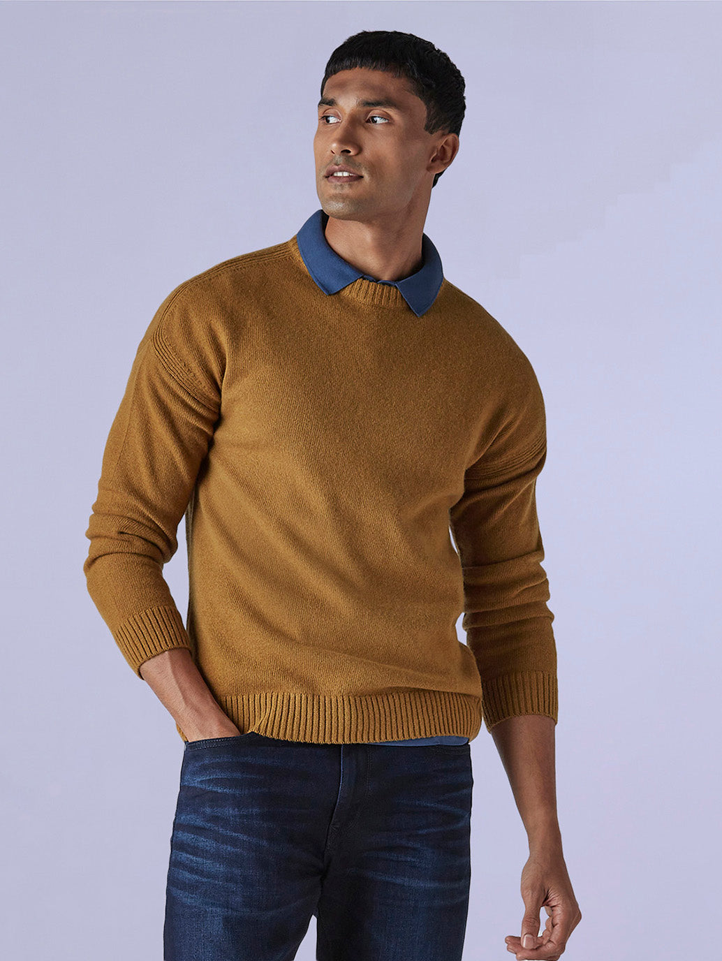 Men's Solid Relaxed Fit Redloop Sweater