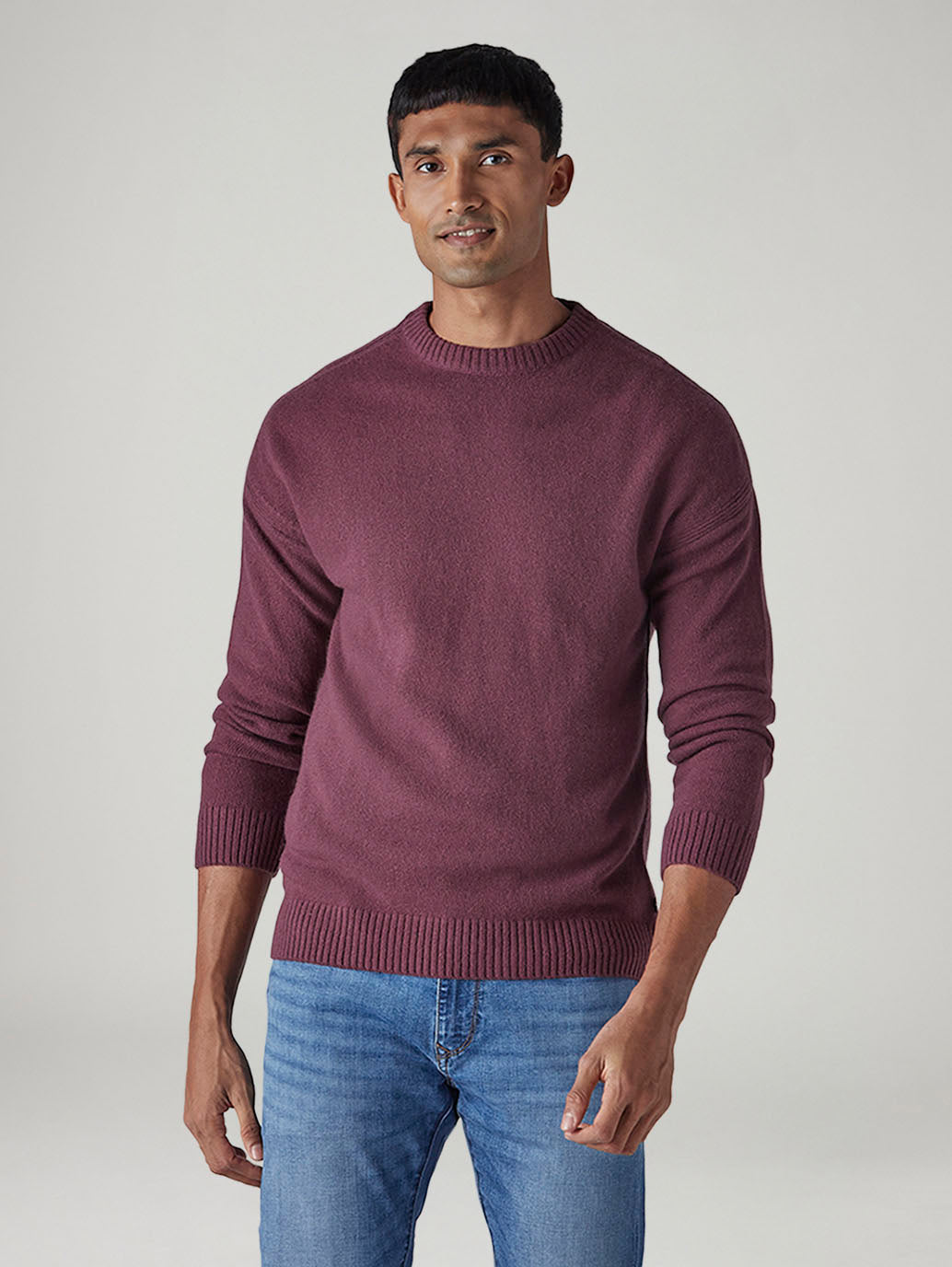 Men's Solid Relaxed Fit Redloop Sweater - 20 View