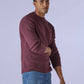 Men's Solid Relaxed Fit Redloop Sweater - Side View