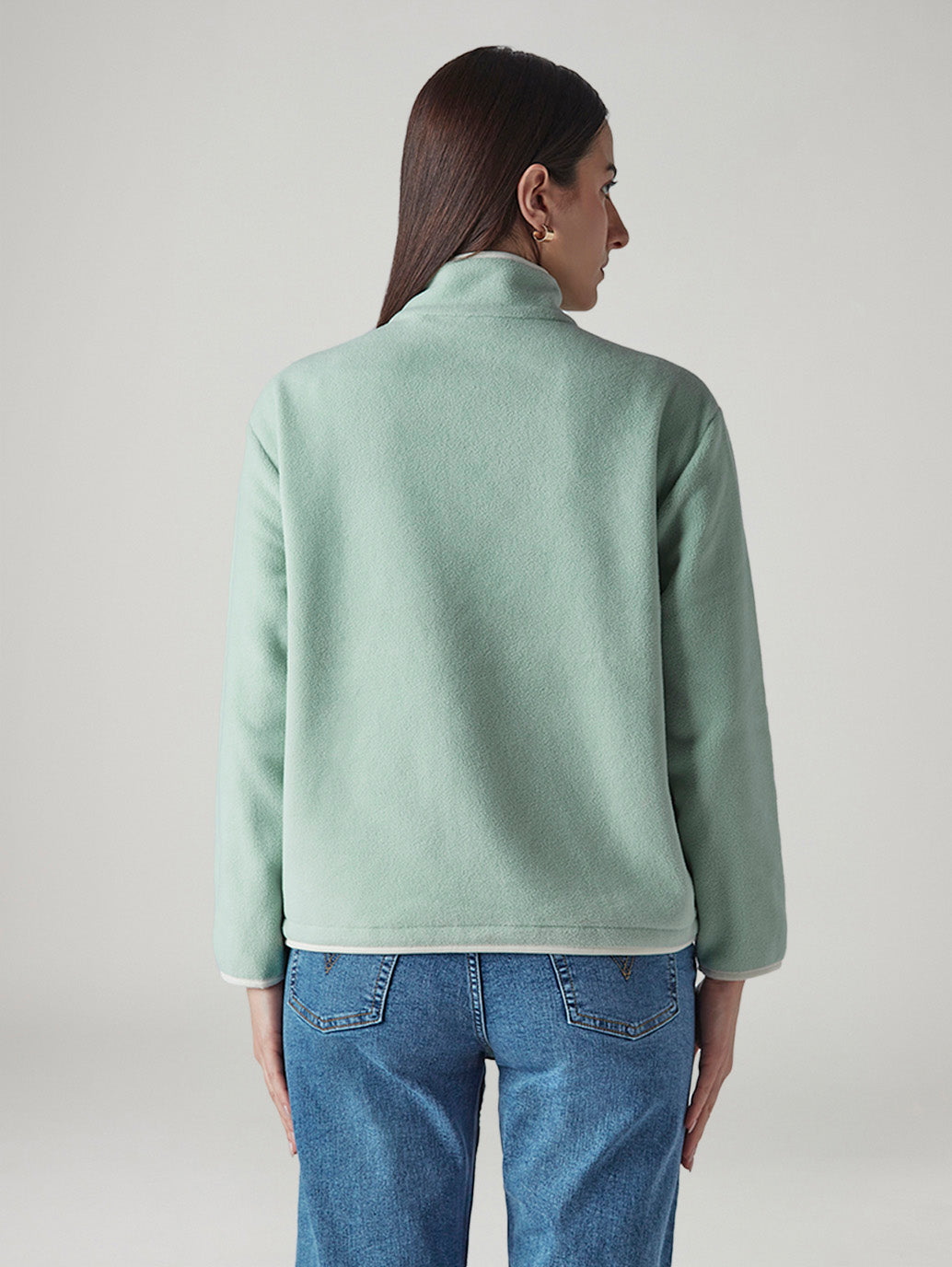 Women's Solid Relaxed Fit Sweatshirt - Back View
