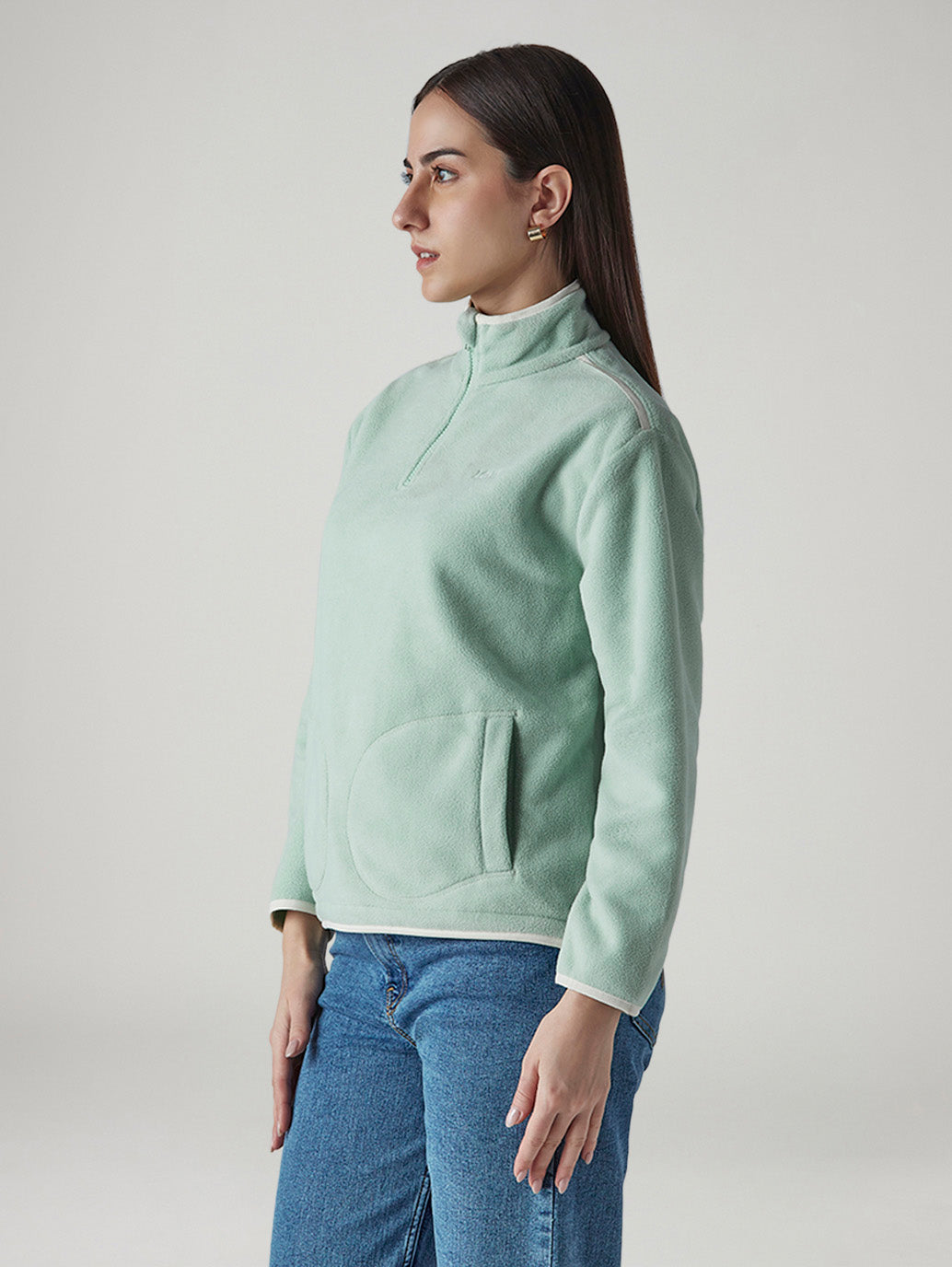 Women's Solid Relaxed Fit Sweatshirt - Side View
