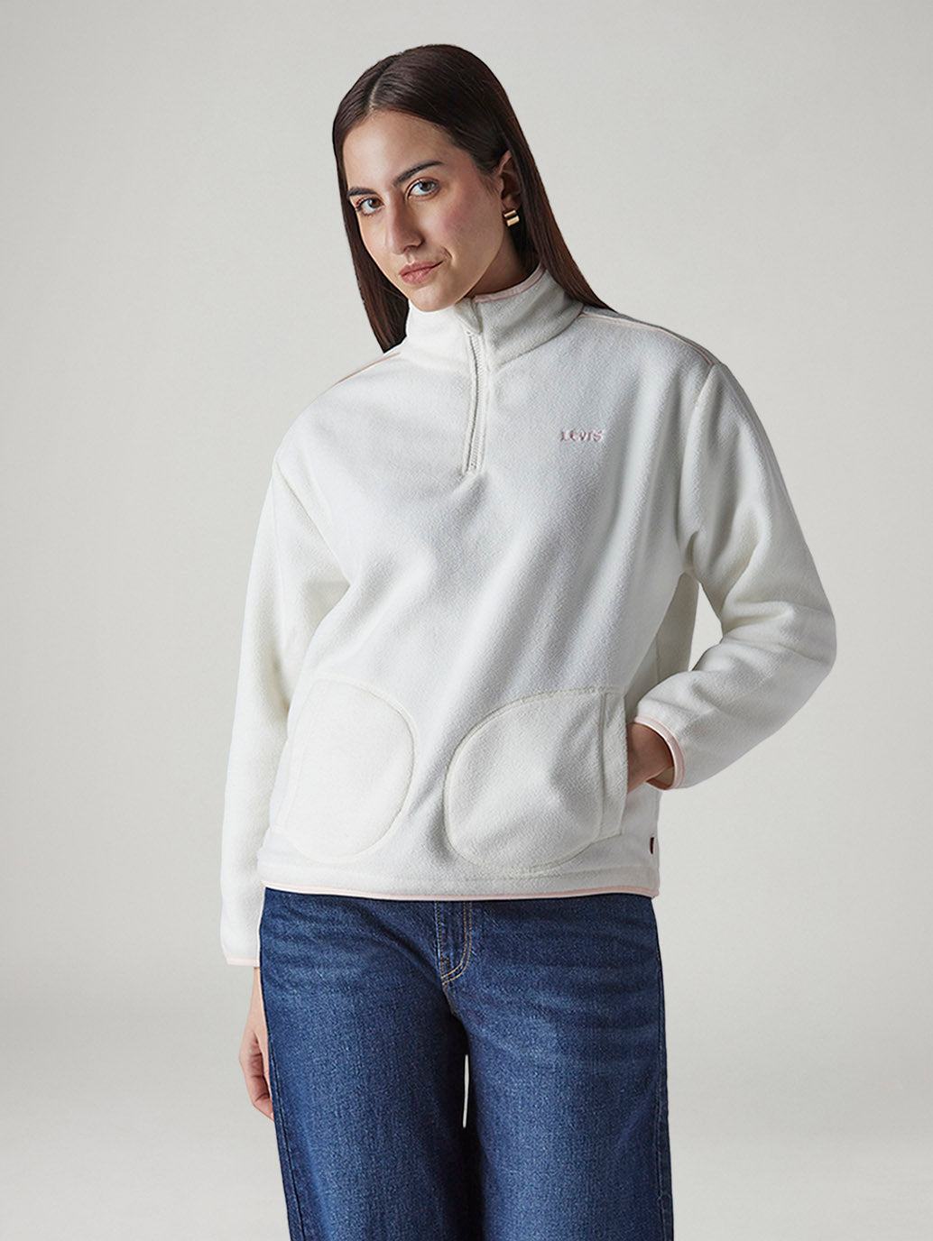 Women's Solid Relaxed Fit Sweatshirt - Front View