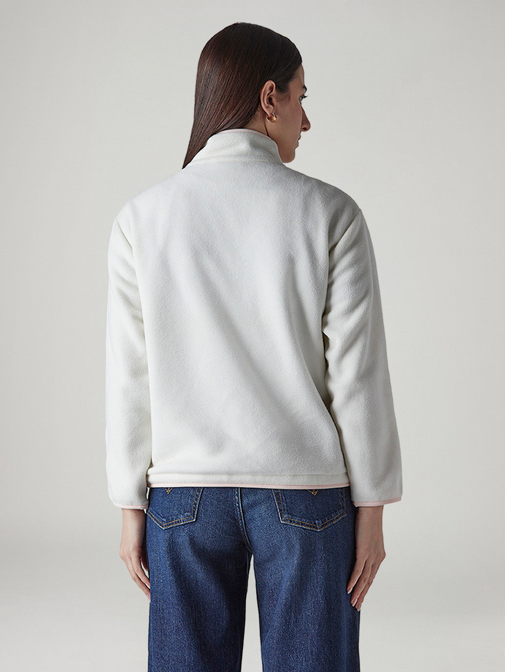 Women's Solid Relaxed Fit Sweatshirt - Back View