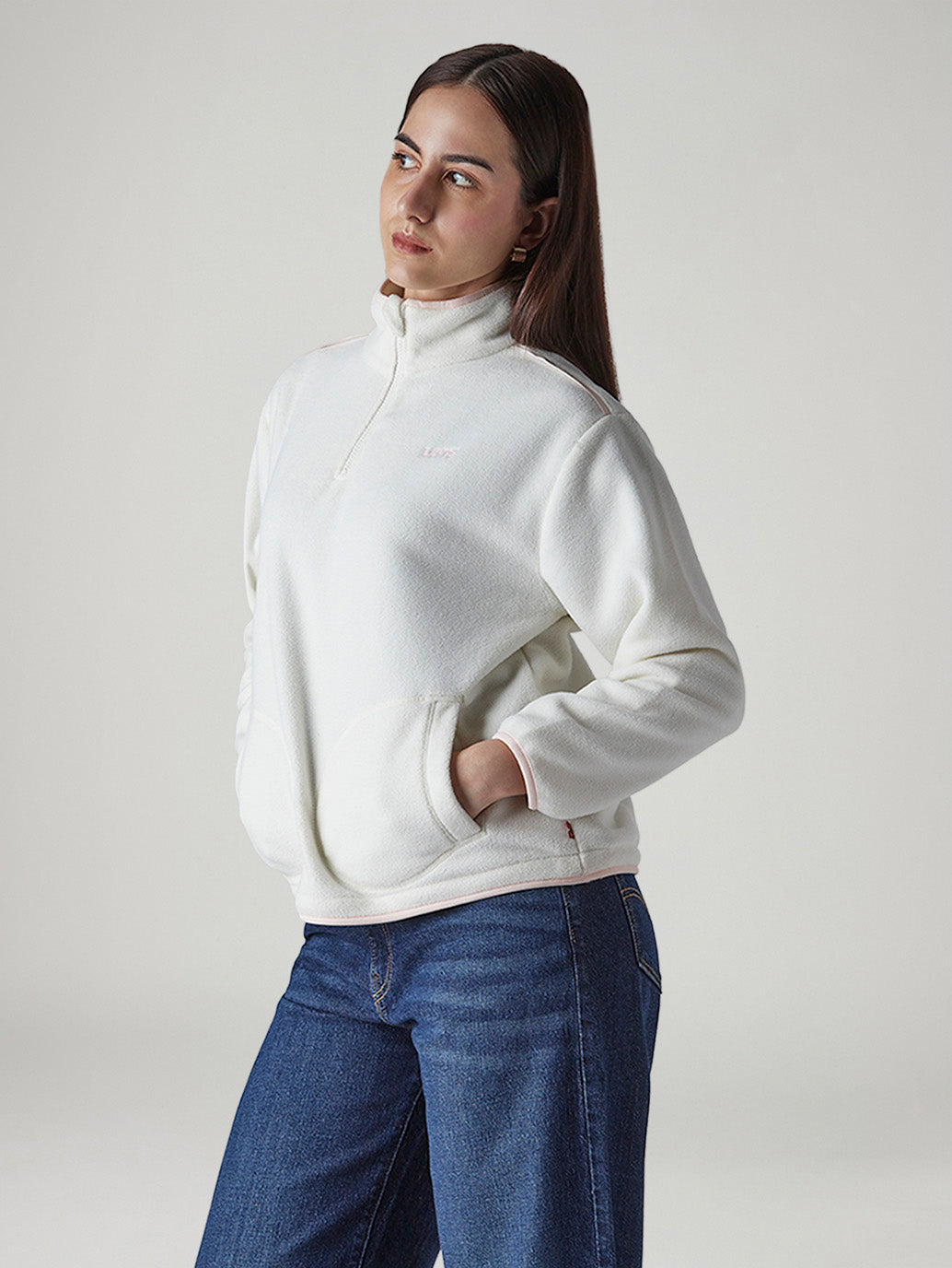 Women's Solid Relaxed Fit Sweatshirt - Side View