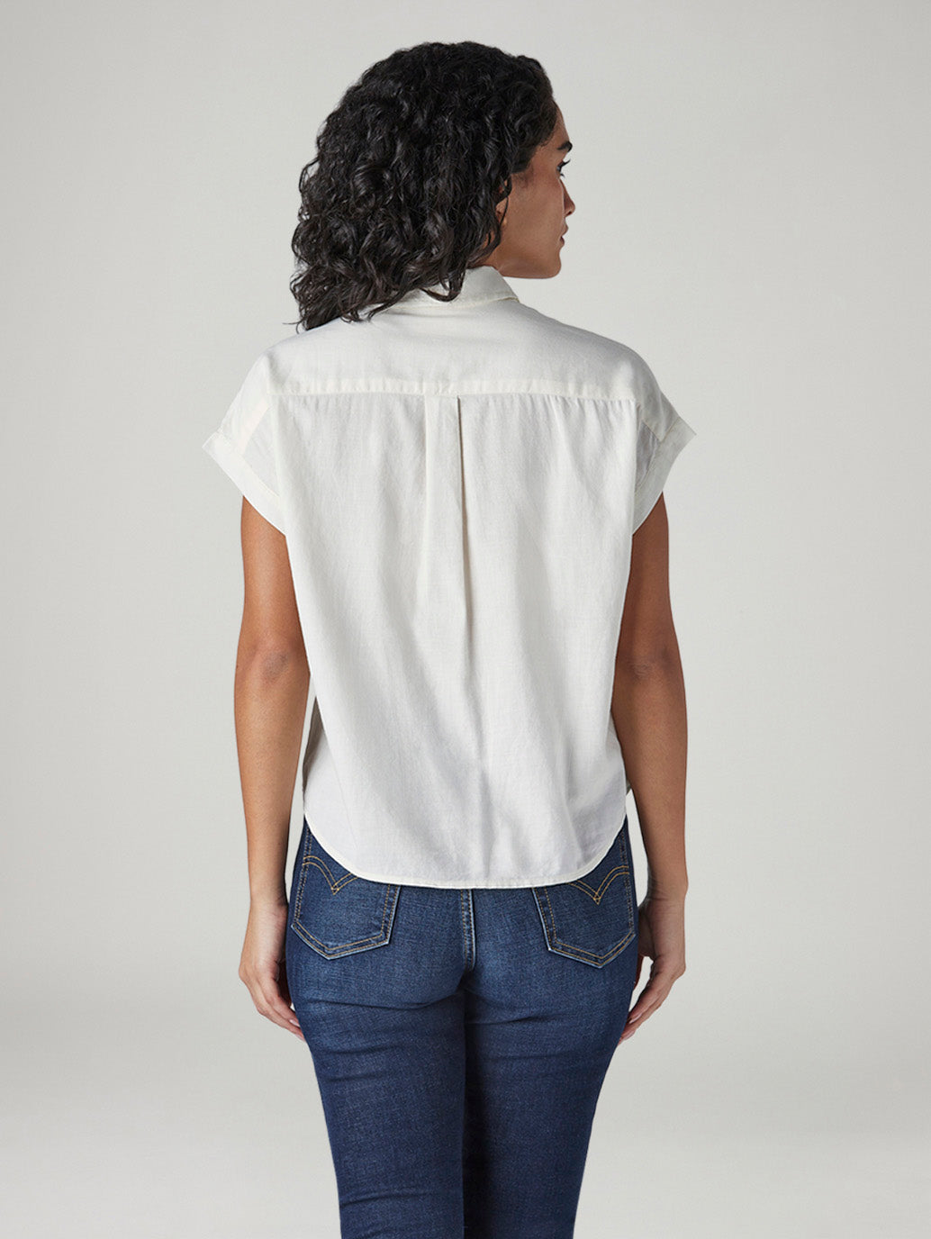 Women's Solid Regular Fit Easy Shirt - Back View