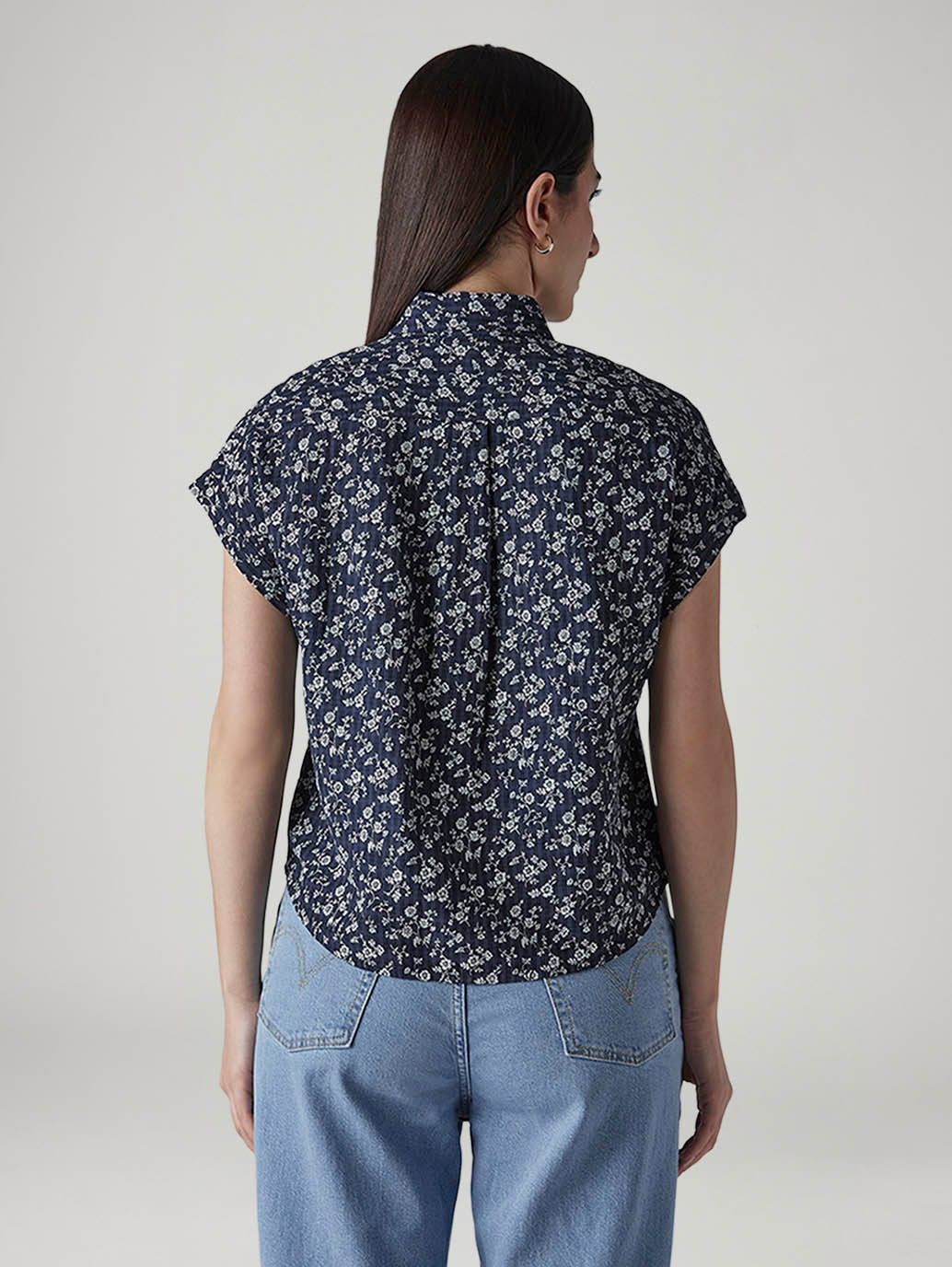 Women's Floral Regular Fit Easy Shirt - Back View