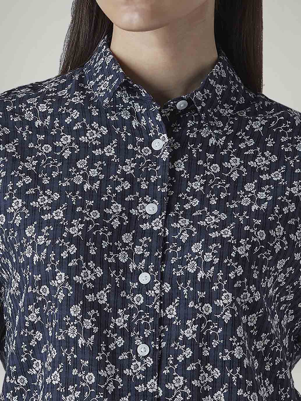 Women's Floral Regular Fit Easy Shirt - Detail View