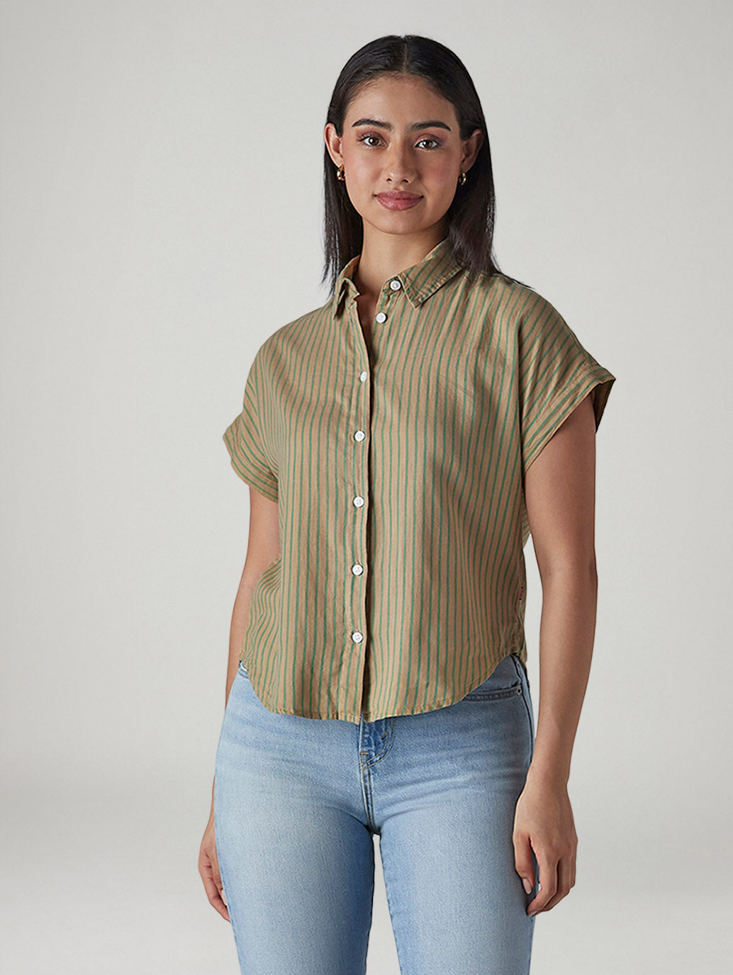 Women's Striped Regular Fit Poplin Easy Shirt