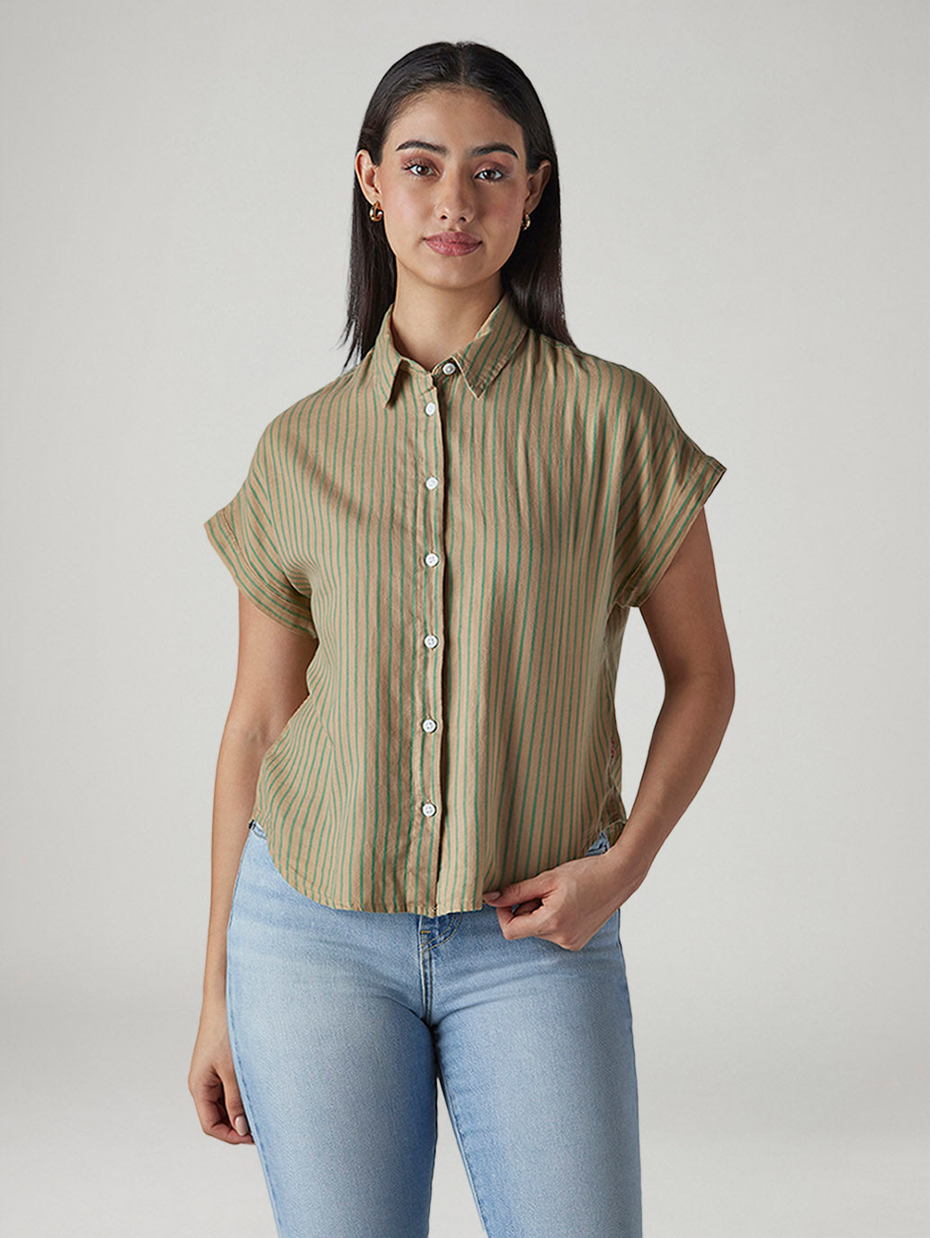 Women's Striped Regular Fit Poplin Easy Shirt - 20 View
