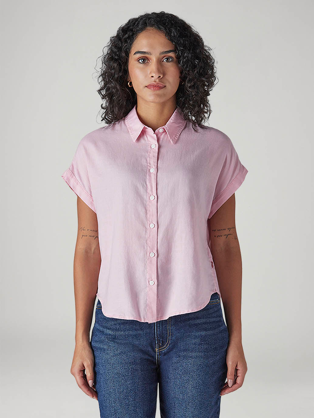 Women's Solid Regular Fit Easy Shirt - Front View