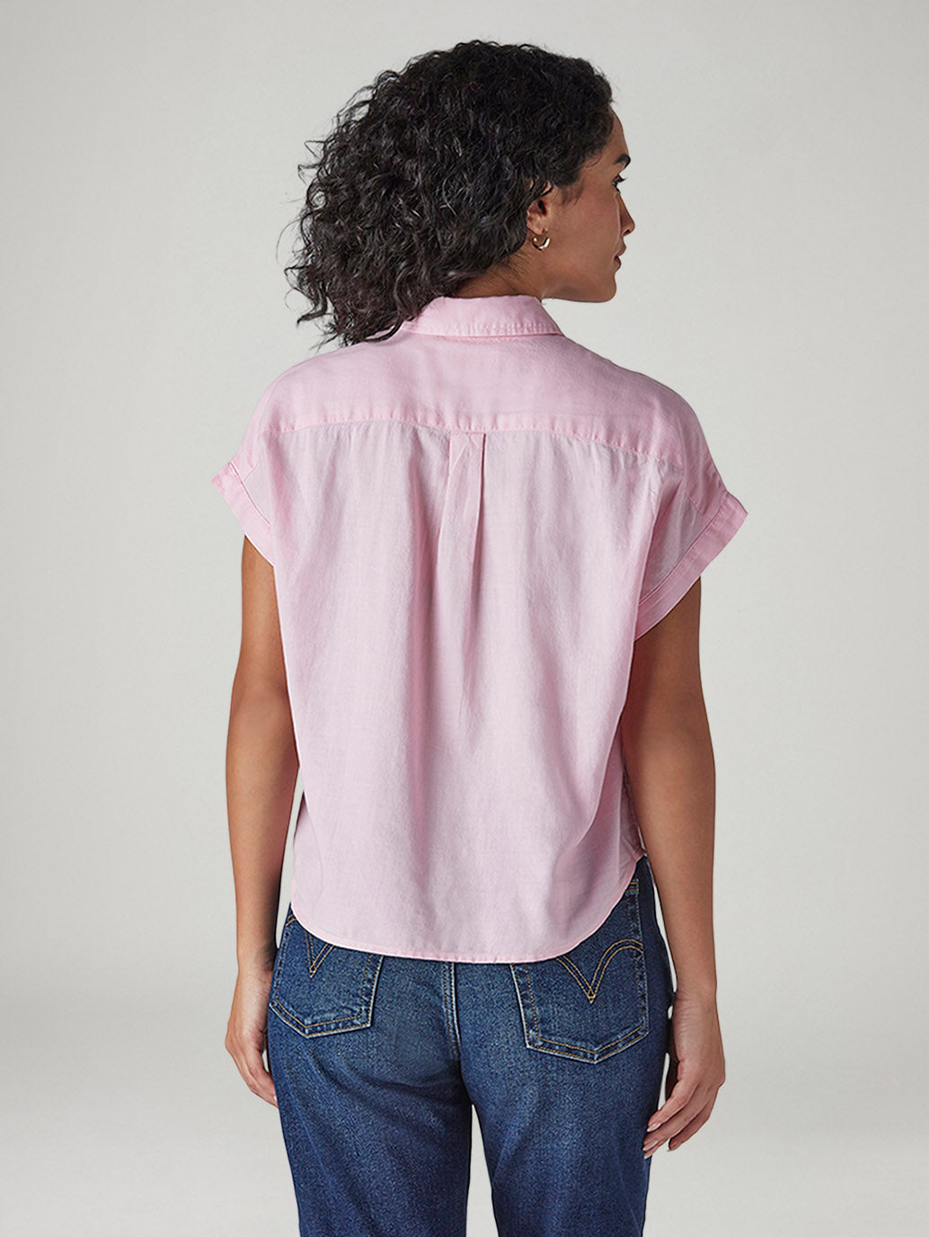 Women's Solid Regular Fit Easy Shirt - Back View