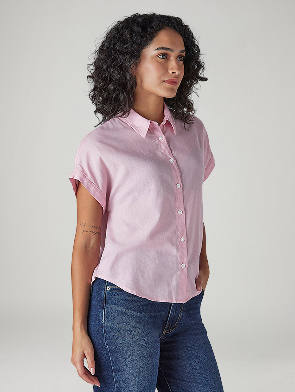 Women's Solid Regular Fit Easy Shirt - Side View