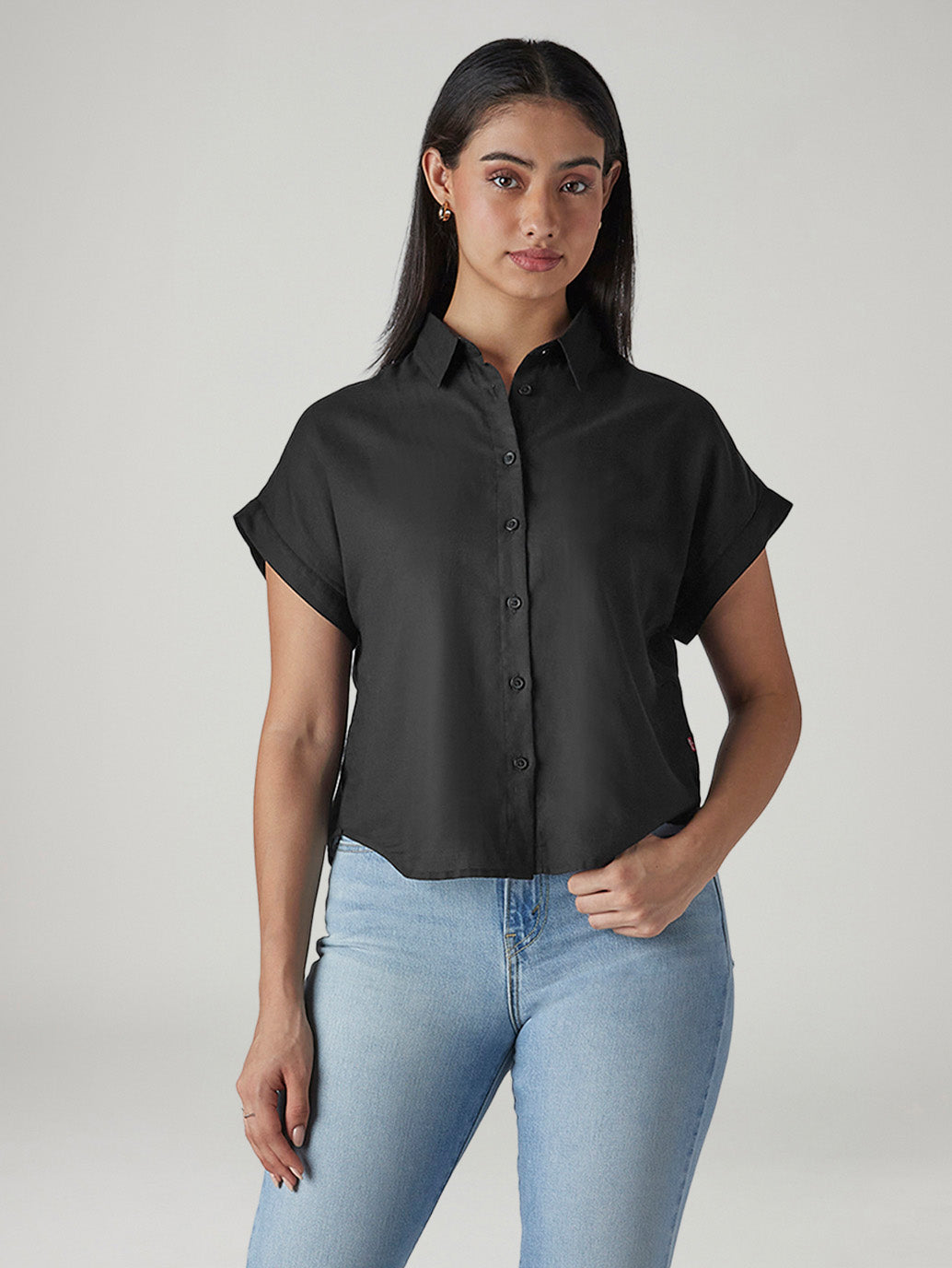 Women's Solid Regular Fit Poplin Easy Shirt - Styleshot View
