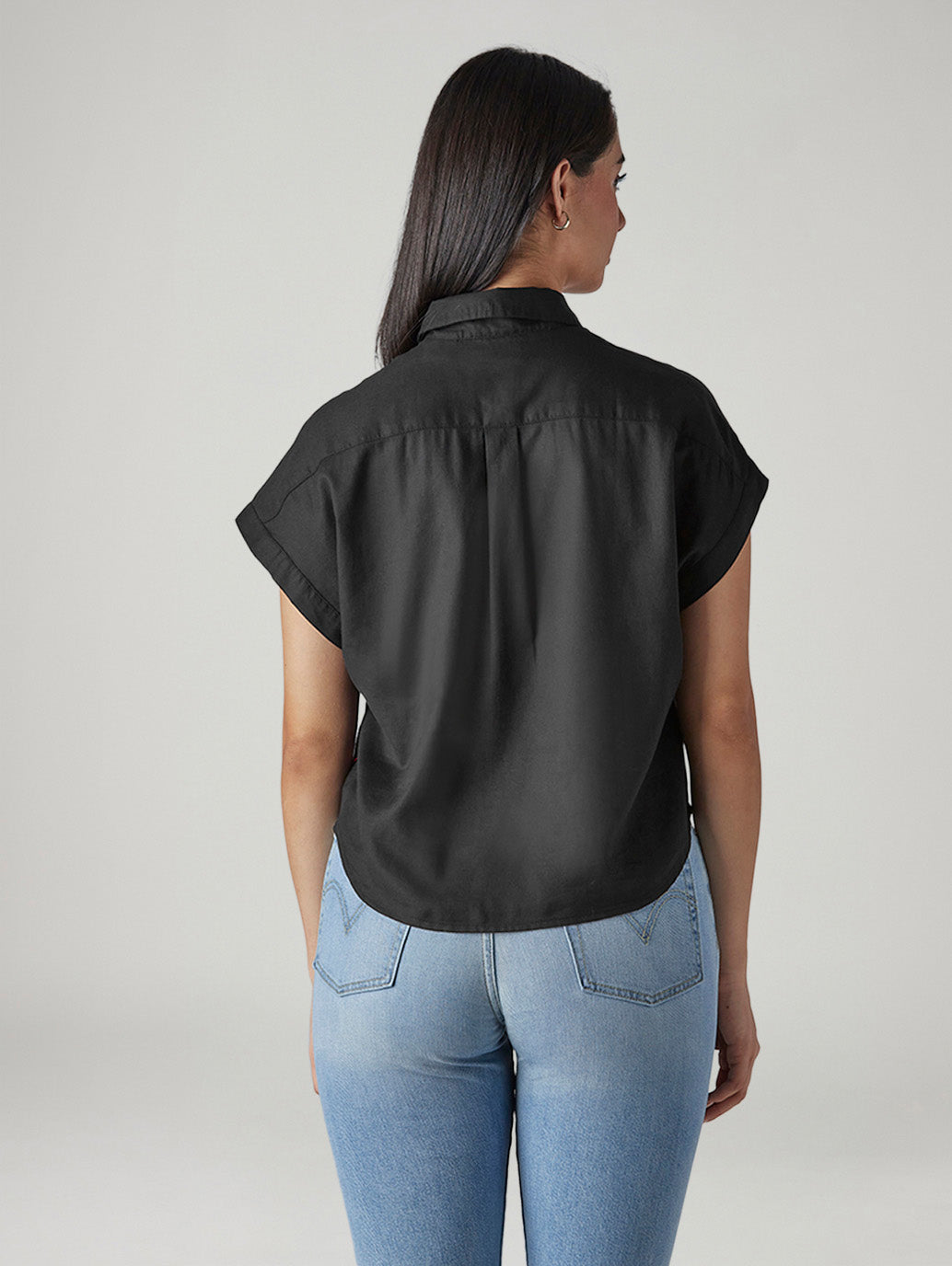 Women's Solid Regular Fit Poplin Easy Shirt - Back View