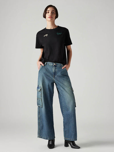 levi's Women's Blue XL Straight Loose Fit Mid Rise Cargo Jeans-picture-17