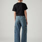 Women's Blue XL Straight Loose Fit Mid Rise Cargo Jeans - Back View