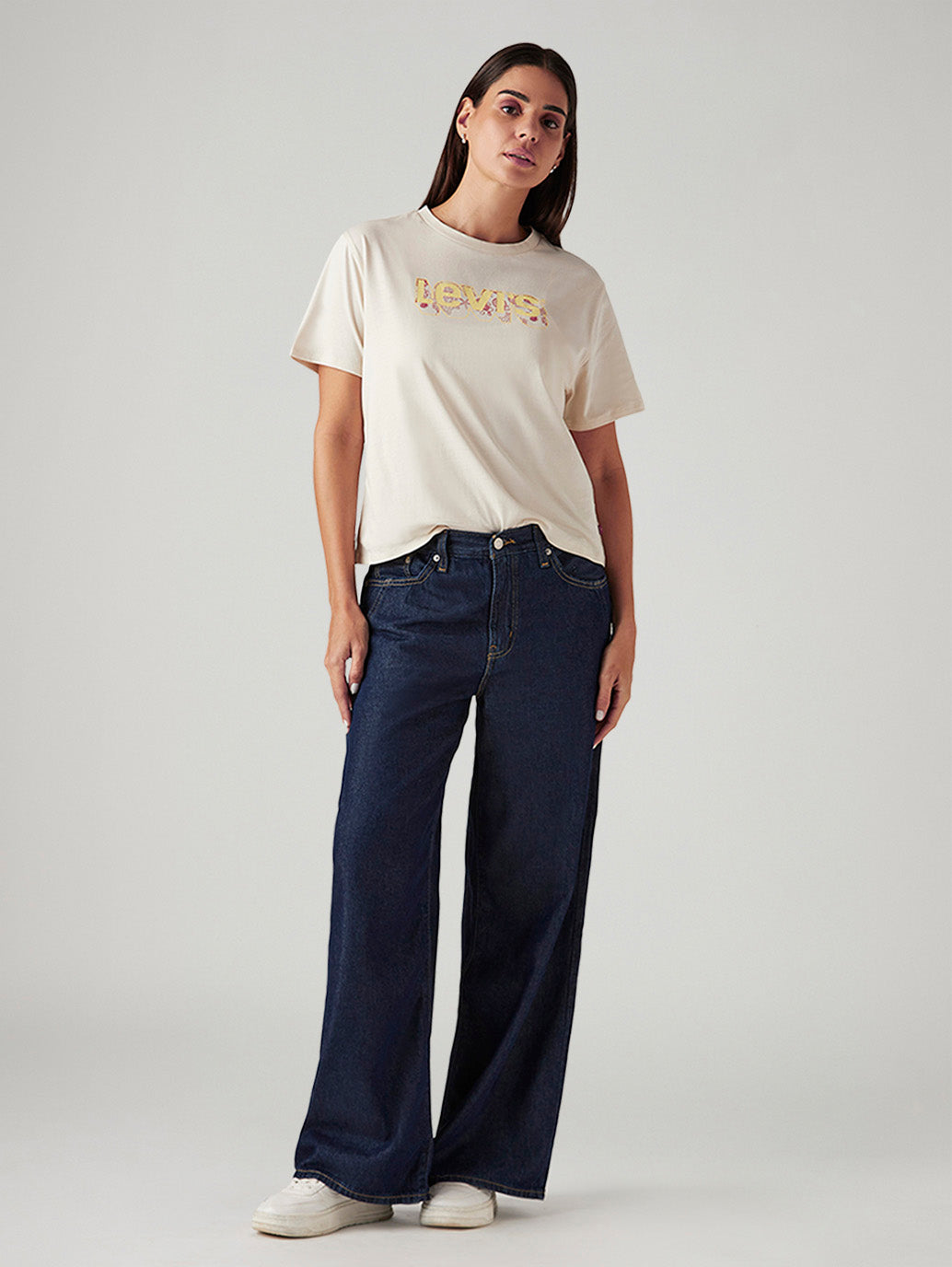 Women's Navy Loose Fit Mid Rise Jeans