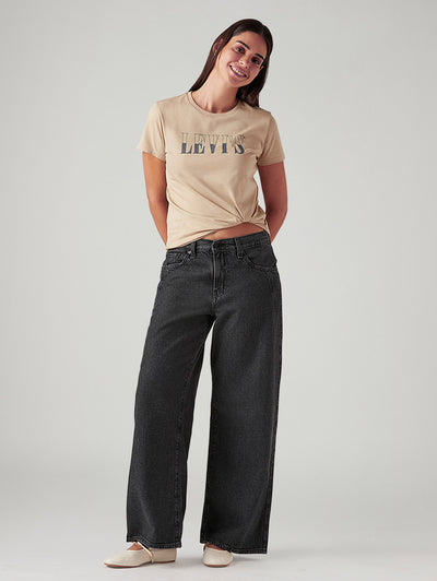 Women's Charcoal Grey Loose Fit Mid Rise Jeans