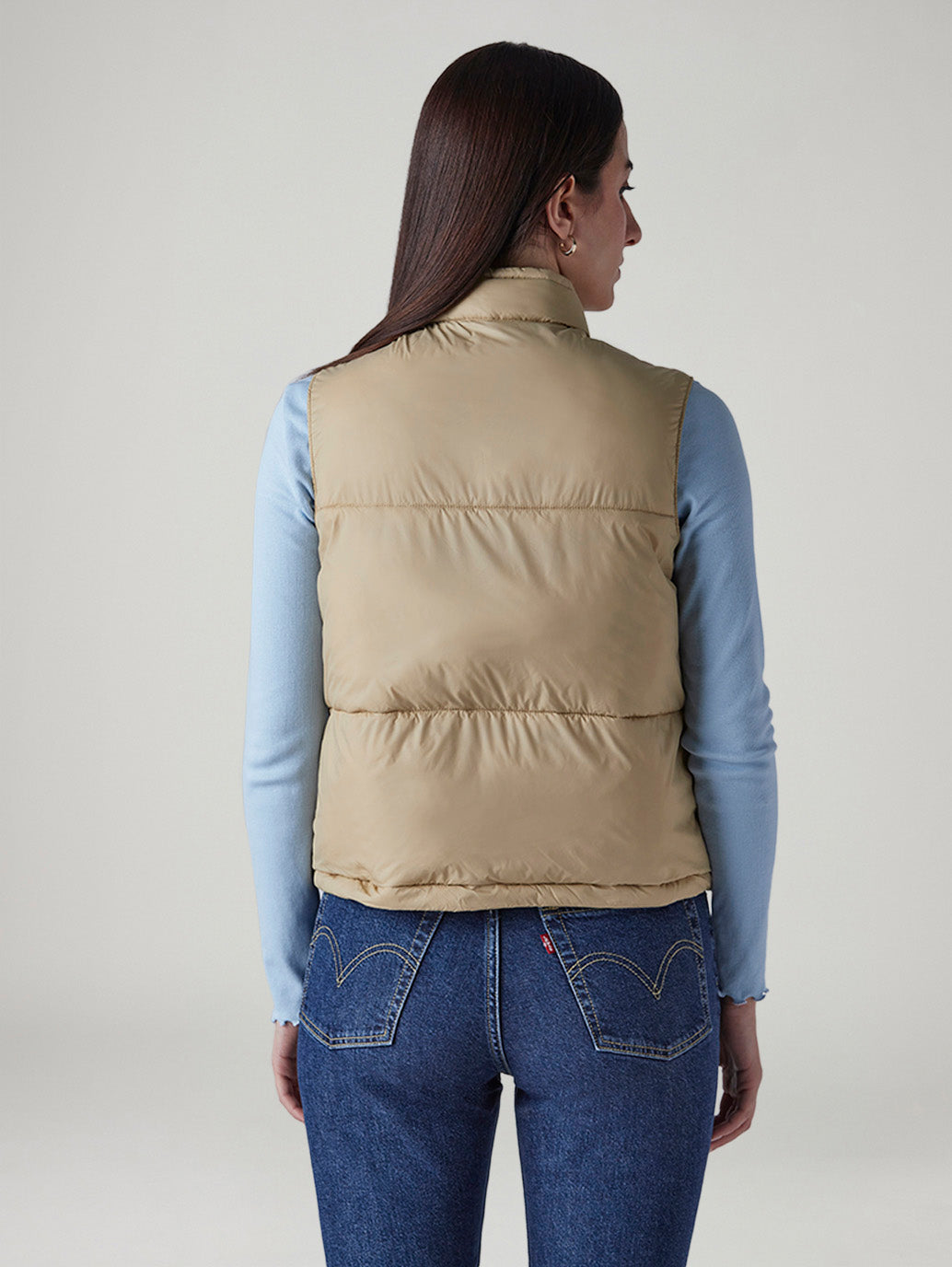 Women's Quilted Slim Fit Puffer Jacket - Back View