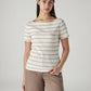 Women's Striped Slim Fit Ribbed Top - Front View