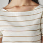 Women's Striped Slim Fit Ribbed Top - Detail View