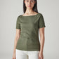 Women's Solid Slim Fit Ribbed Top - Front View