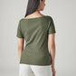 Women's Solid Slim Fit Ribbed Top - Back View