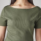 Women's Solid Slim Fit Ribbed Top - Detail View
