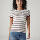 Women's Striped Slim Fit Ribbed T-Shirt - Front View