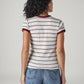 Women's Striped Slim Fit Ribbed T-Shirt - Back View