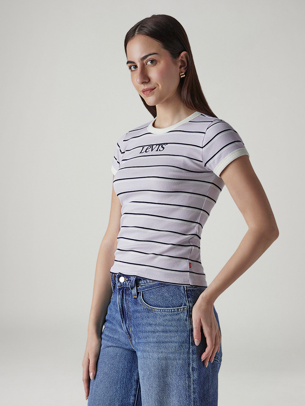 Women's Striped Slim Fit T-Shirt - Side View