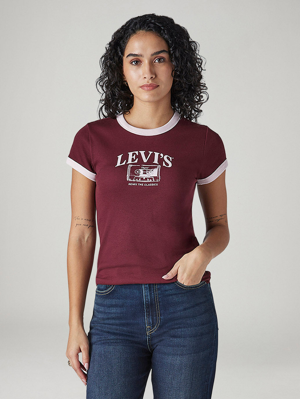 Women's Graphic Print Slim Fit Ribbed T-Shirt