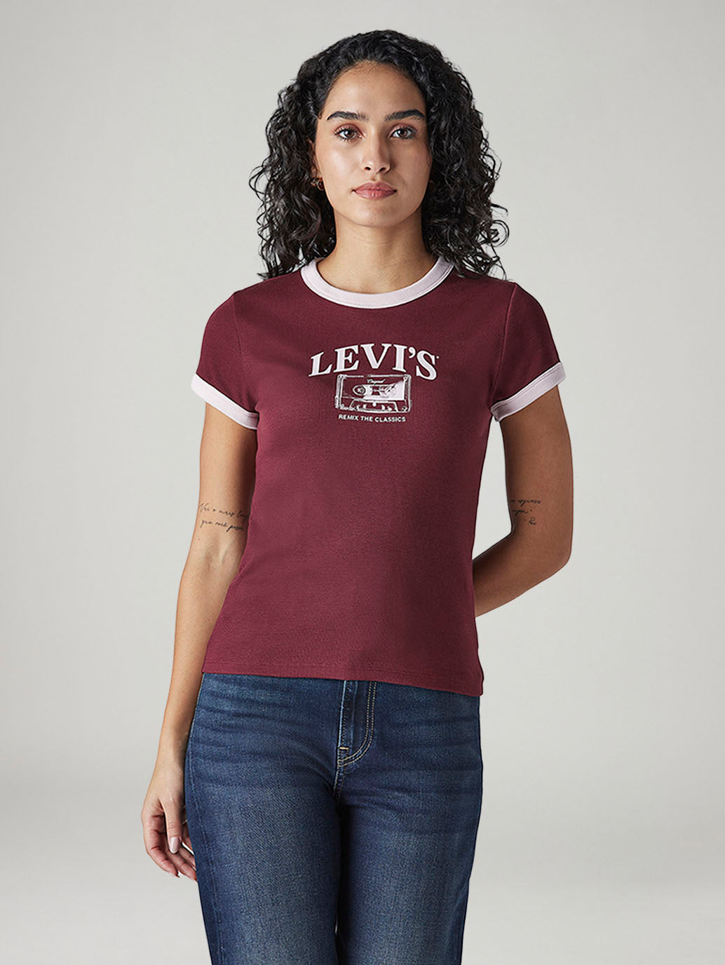 Women's Graphic Print Slim Fit Ribbed T-Shirt - 20 View