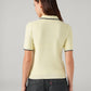 Women's Solid Regular Fit Ribbed Polo T-Shirt - Back View