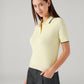 Women's Solid Regular Fit Ribbed Polo T-Shirt - Side View