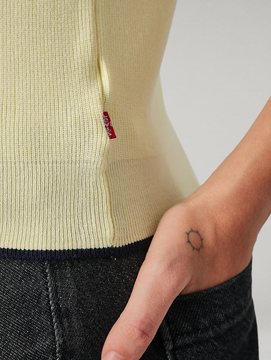 Women's Solid Regular Fit Ribbed Polo T-Shirt - Detail View