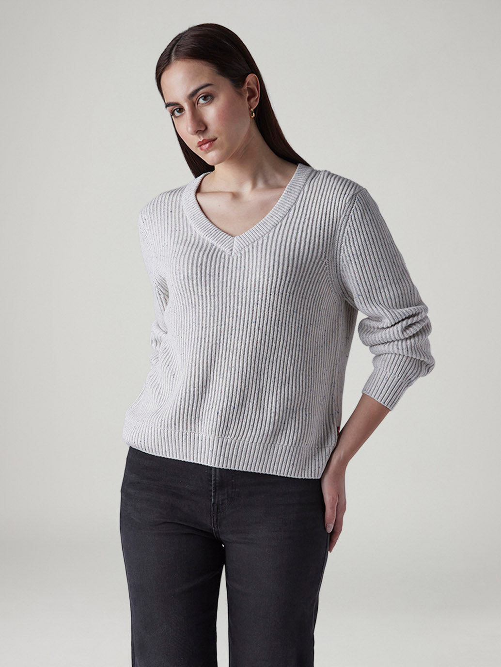 Women's Textured Regular Fit Sweater - Front View