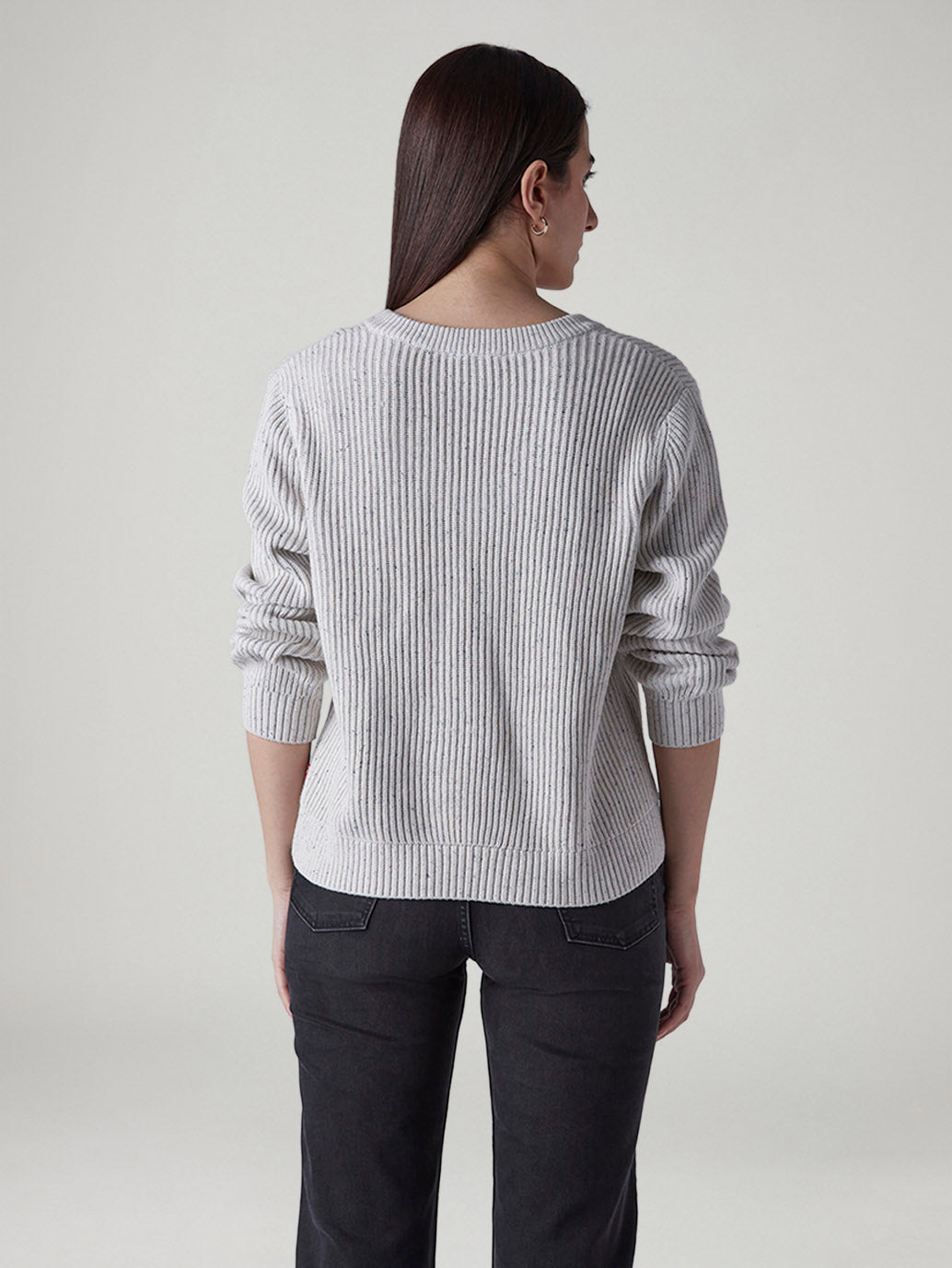 Women's Textured Regular Fit Sweater - Back View
