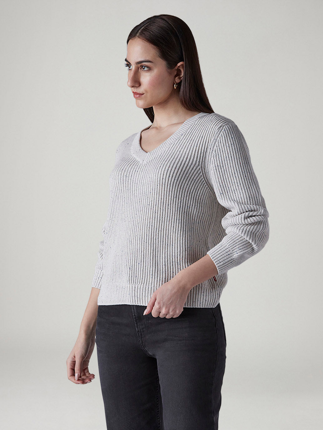 Women's Textured Regular Fit Sweater - Side View