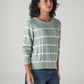 Women's Striped Regular Fit Cable Sweater - Side View