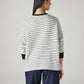 Women's Striped Off White Crew Neck Sweatshirt - Back View