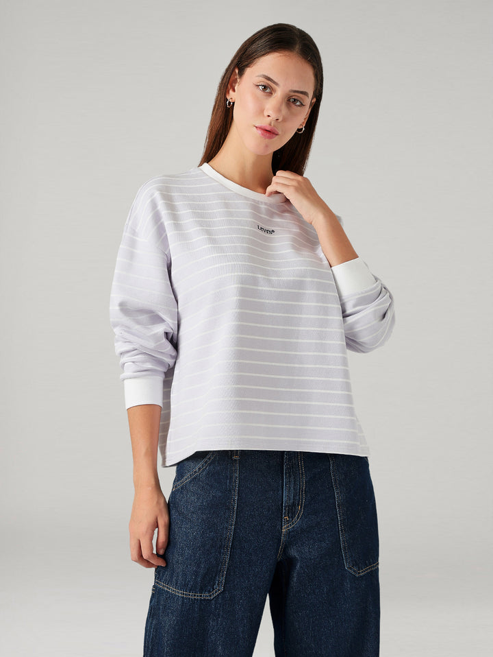 Women's Striped Relaxed Fit Sweatshirt