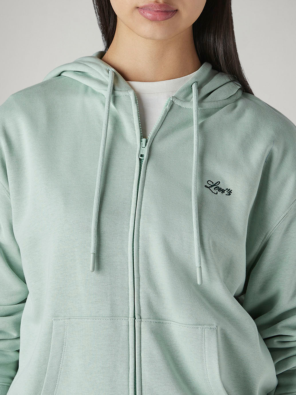 Women's Solid Relaxed Fit Hooded Sweatshirt - detail View