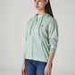 Women's Solid Relaxed Fit Hooded Sweatshirt - Side View