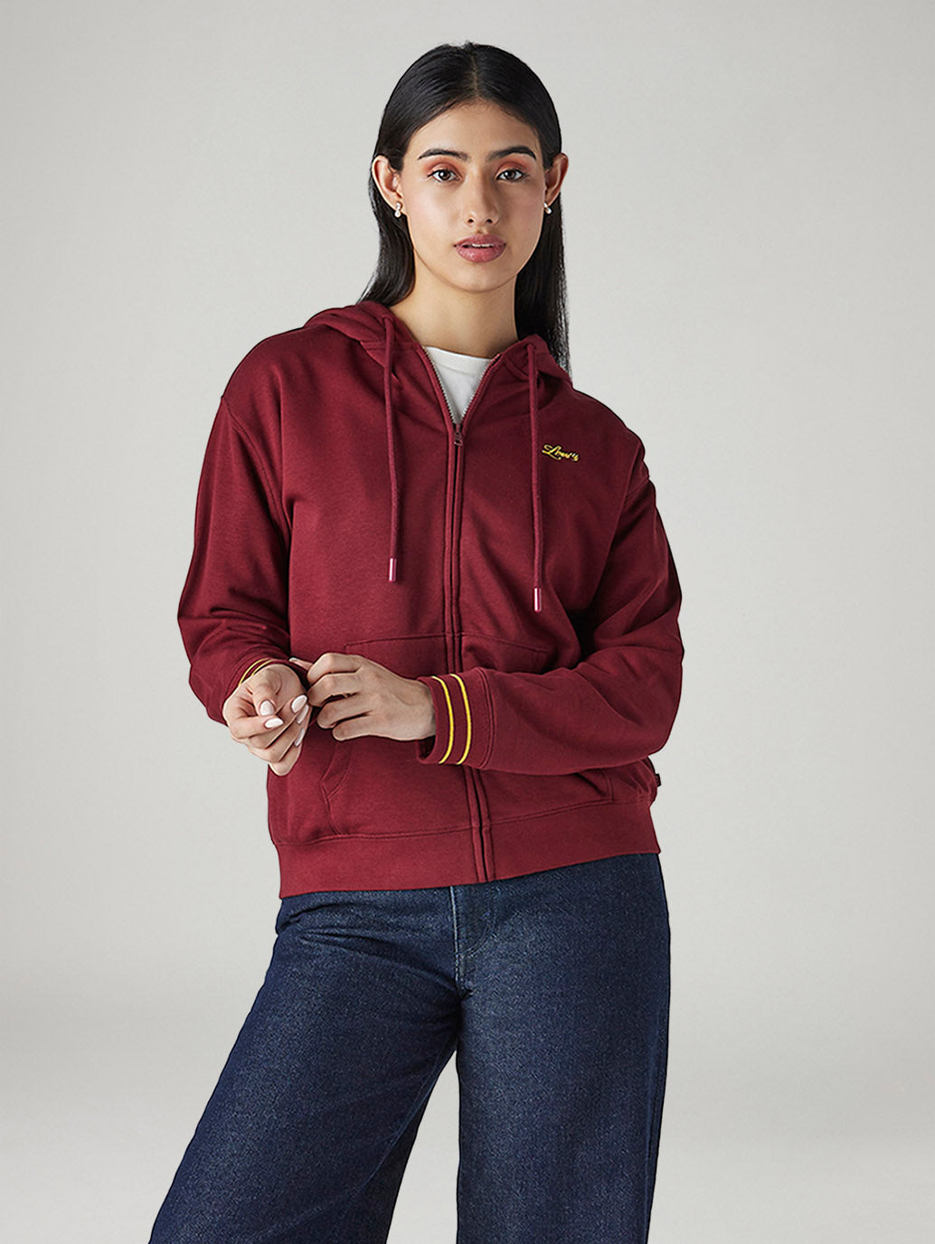Women's Solid Maroon Hooded Sweatshirt