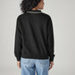Women's Solid Black Polo Collar Sweatshirt - Back View