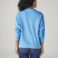 Women's Solid Blue Polo Collar Sweatshirt - Back View